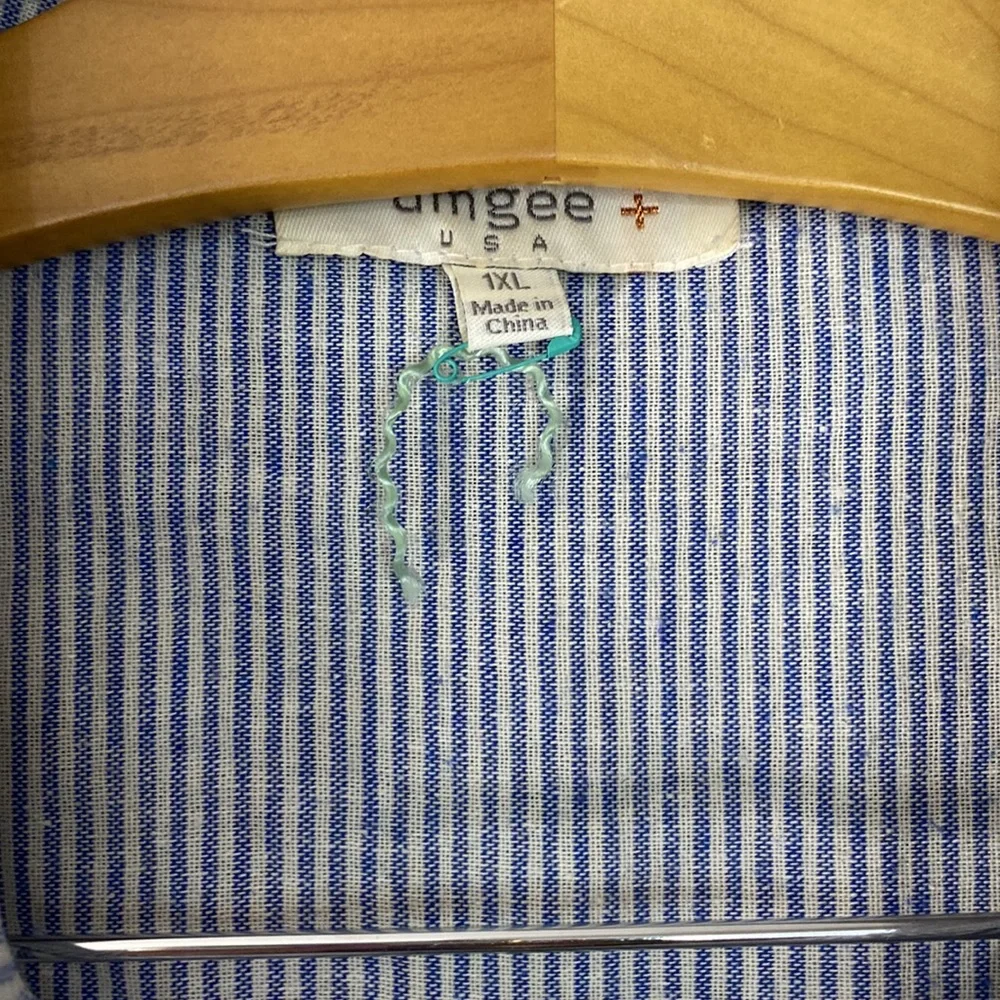 NWOT UMGEE Cotton Blend Seersucker & Lace Tunic Shirt with Pockets 1X - Picture 5 of 8